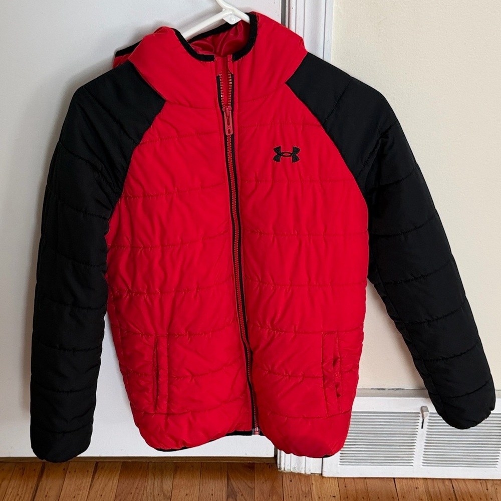 Under Armour youth large Red and Black Quilted Puffer Jacket